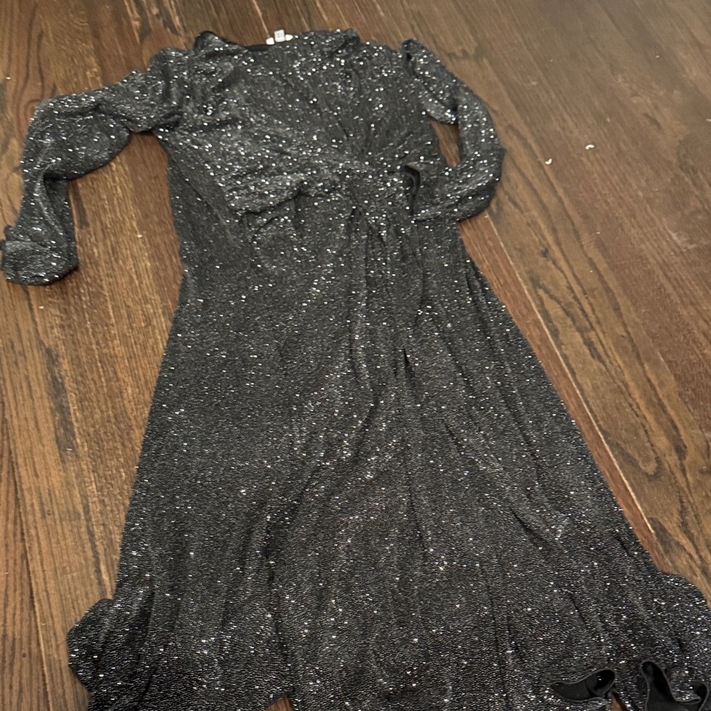Armani Collezioni Black Sparkle Long Sleeve Evening Dress